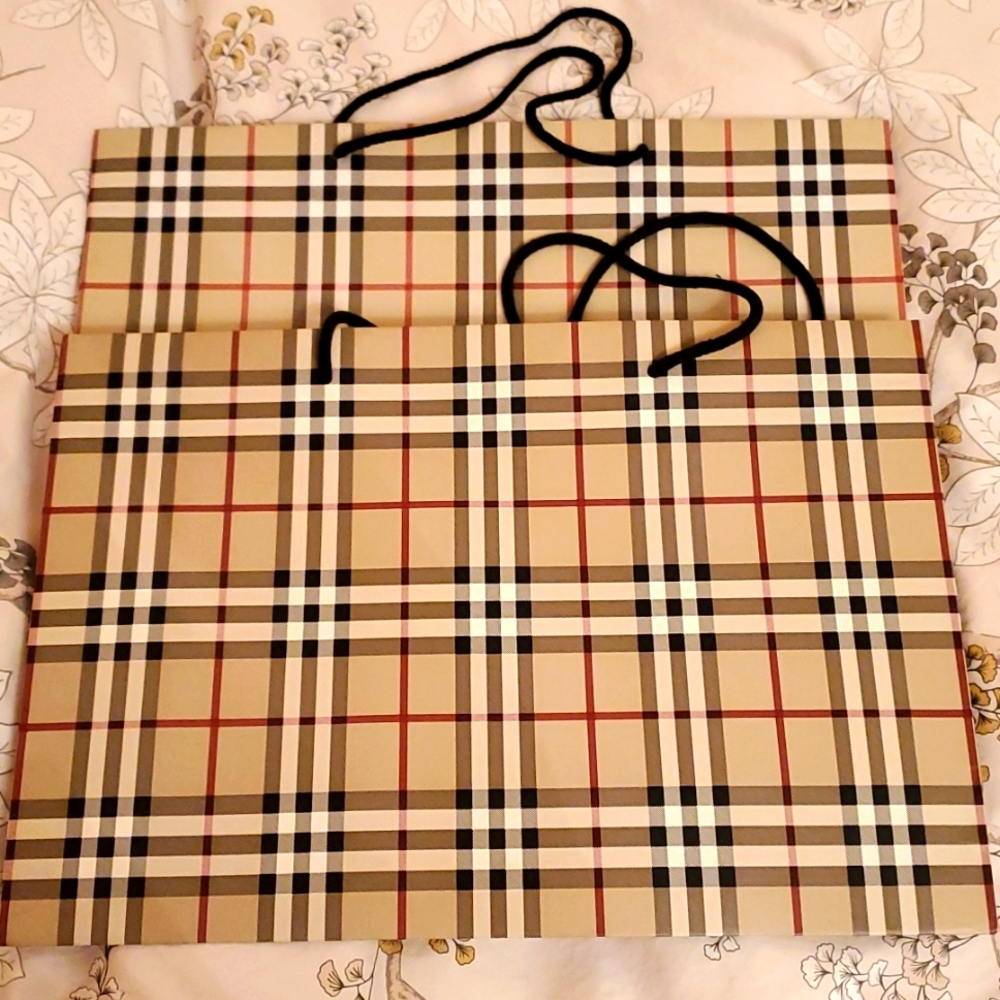 2 burberry plaid paper shopping bags